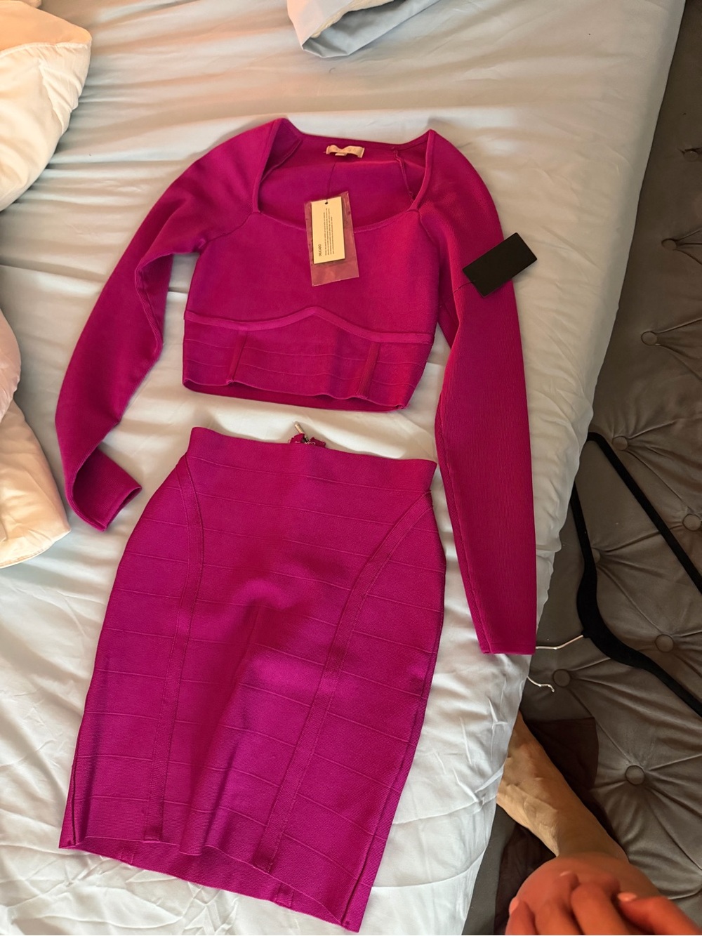 Guess by Marciano Fuchsia Bandage Two-Piece Skirt Set